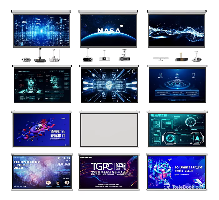 High Resolution Projection Monitoring System With Real Time Surveillance Display Screens 3d model 
