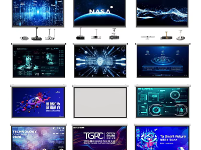 High Resolution Projection Monitoring System With Real Time Surveillance Display Screens 3d model