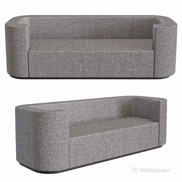 Modern Multi Seater Sofa In Gray Linen Fabric With Simple Comfortable Design 3d model