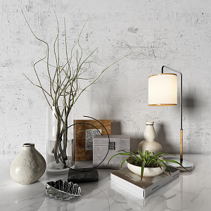 Modern ornaments table lamp combination 3d model