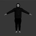 Black Winter Hooded Puffer Jacket And Pants On Mannequin 3d model
