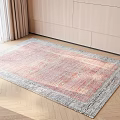 Pink And Gray Square Rug With Geometric Pattern On Wooden Floor Living Room