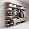 Organized Walk in Closet Interior With Hanging Clothes Shelves Drawers And Shoes