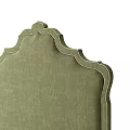 Modern Elegant Bedroom Accent Wall With Yellow Fabric And Green Textured Scalloped Edge