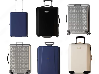Assorted Colored Suitcases with Textured and Solid Designs for Travel Needs 3d model