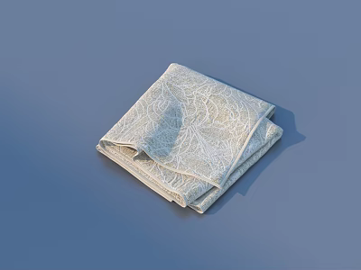 Elegant Folded Off White Patterned Linen Napkin For Daily Table Use 3d model