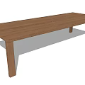 Simple Wooden Dining Table With Long Rectangular Top And Solid Legs 3d model