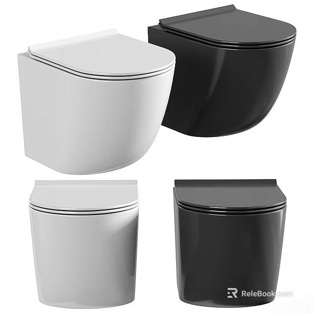 Modern Black and White Toilet Bowl Designs With Sleek Surface and Contemporary Style 3d model 