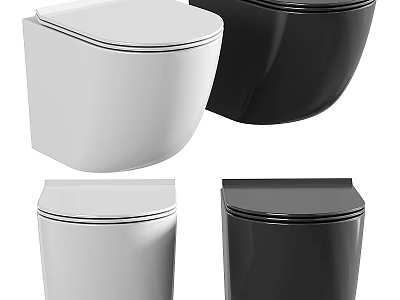 Modern Black and White Toilet Bowl Designs With Sleek Surface and Contemporary Style 3d model