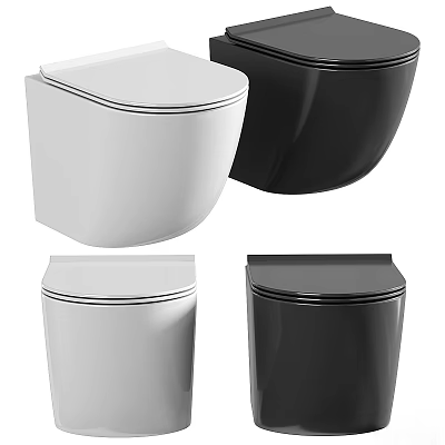 Modern Black and White Toilet Bowl Designs With Sleek Surface and Contemporary Style 3d model