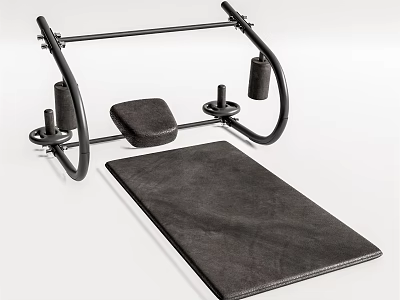Black Fitness Exercise Equipment With Mat And Metal Frame For Home Workout 3d model