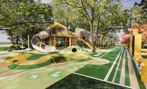 Modern Children's Play Area Children's Play Area Sand Dune Children's Activity Area Terrain Tree House Slide 3d model