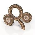Textured Wooden Circular And Curved Scene Components With Decorative Details