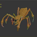 Orange Spider 3D Model With Black Eyes Eight Legs And Minimalist Geometric Design
