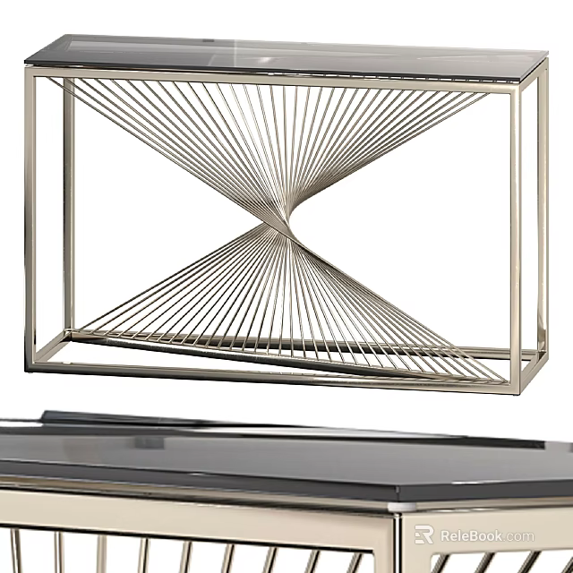 Modern Metal Sculpture Art With Geometric Lines And Frame Structure Design 3d model 