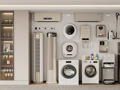 Smart Home Appliances Collection Featuring Air Conditioners Washing Machines Dryers Vacuum And Water Dispenser 3d model