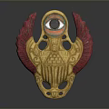 Golden Winged Eye Brooch With Red Feathers For Clothing Decoration Accessory
