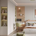 Modern Kids Bedroom With Bunny Decor Bed Circular Rug And Green Chair