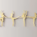 Decorative Golden Ballerina Silhouette Wall Decor With Various Poses On Barre