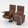 Two Modern Brown Leather Public Chairs With Metal Armrests And Stable Bases For Public Areas