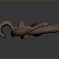 Rustic Red Metal Key Jewelry Ornament With Decorative Ring Handle Design
