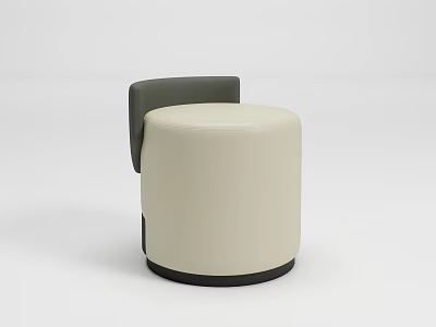 Modern Round Stool With Beige Seat Dark Gray Backrest And Black Base 3d model