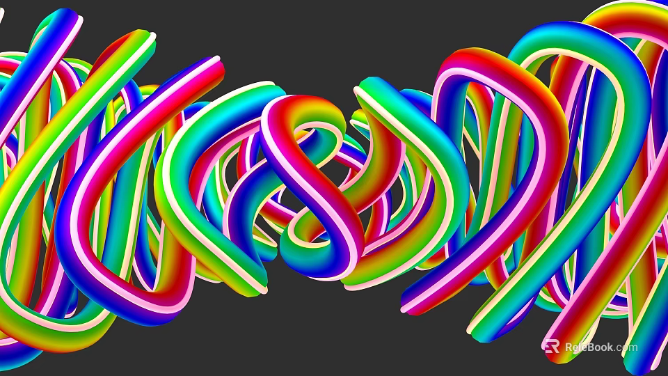 Vibrant Colorful Twisted Sculpture With Spiraled Multicolored Stripes And Dynamic Forms 3d model 