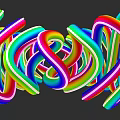 Vibrant Colorful Twisted Sculpture With Spiraled Multicolored Stripes And Dynamic Forms