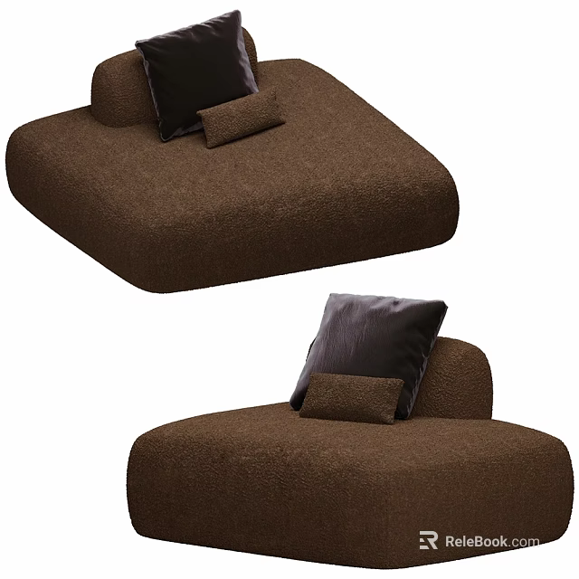 Brown Textured Sofa Design With Black And Small Brown Decorative Pillows 3d model