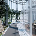 Modern Villa Balcony Design With Glass Railings Lush Greenery And Natural Pathway