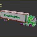 Evergreen Green White Cargo Truck Trailer Toy Model With Reflective Surface