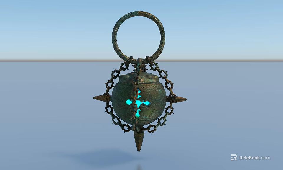 Medical Device With Green Illuminated Cross And Metal Spikes Structure 3d model 