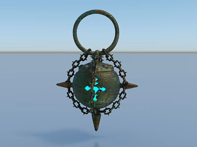 Medical Device With Green Illuminated Cross And Metal Spikes Structure 3d model