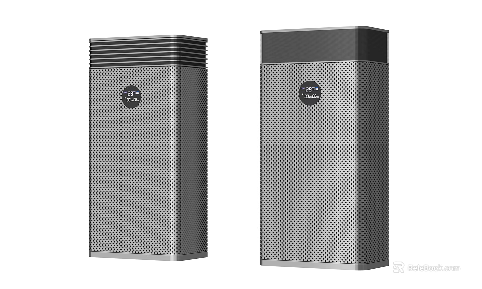 Vertical Air Cooler Fan with Mesh Front Modern Black Silver Design 3d model