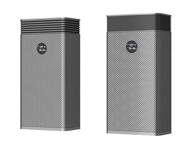 Vertical Air Cooler Fan with Mesh Front Modern Black Silver Design 3d model