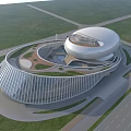 Unique Contemporary Library Building With Curved Glass Facade Green Roof And Lawns