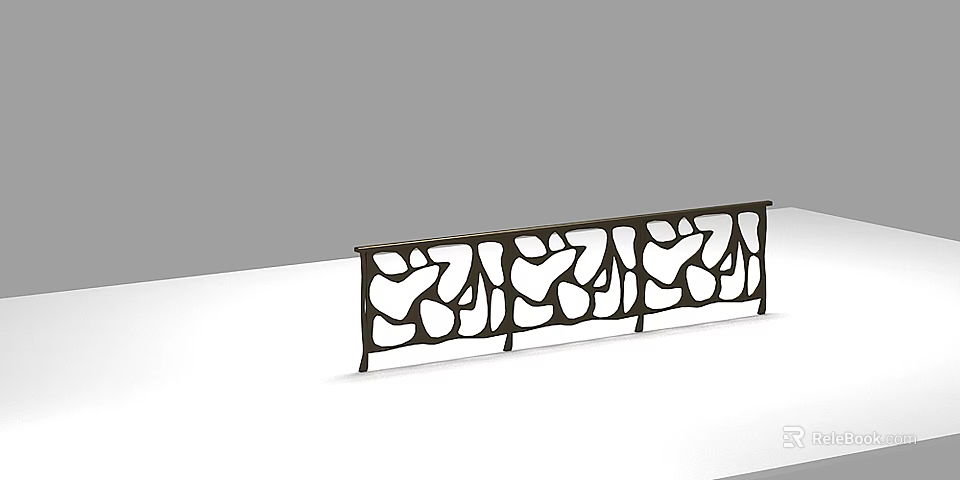 Modern Decorative Fence With Abstract Cutout Pattern And Black Metal Build 3d model 