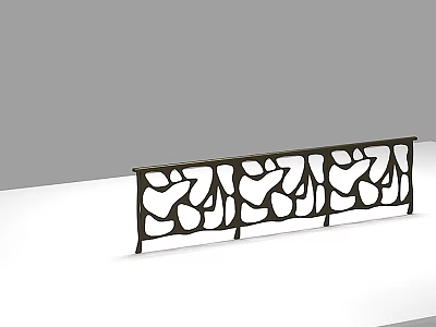 Modern Decorative Fence With Abstract Cutout Pattern And Black Metal Build 3d model