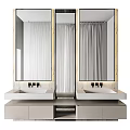 Modern Bathroom Interior With Double Sink Marble Countertop And Backlit Mirrors 3d model