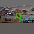 Modern Milk Tea Shop In Mall With Open Counter Seating Area And Beverage