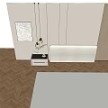 Modern Cream Bedside Background Fabric Soft Bag Bedside Background Drawer Bedside Cabinet Creative Chandelier 3d model