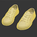 White Canvas Lace Up Low Top Shoes With Rubber Sole Brand Logo And Reflective Surface