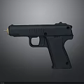 Blue Handgun With INFRANCH Engraving Golden Muzzle Tip And Sleek Modern Design