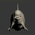 White Whale Sculpture Model With Smooth Surface And Dark Background 3d model