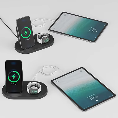 Smartphone Smartwatch And Tablet Charging On Wireless Dock Digital Devices Setup 3d model Smartphone Smartwatch And Tablet Charging On Wireless Dock Digital Devices Setup 3d model