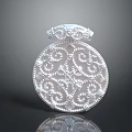 Silver Decorative Circular Clothing Accessory with Intricate Floral Patterns and Ornate Design