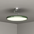 Modern Round Ceiling Light With Green Frame And White Illumination For Room Interior