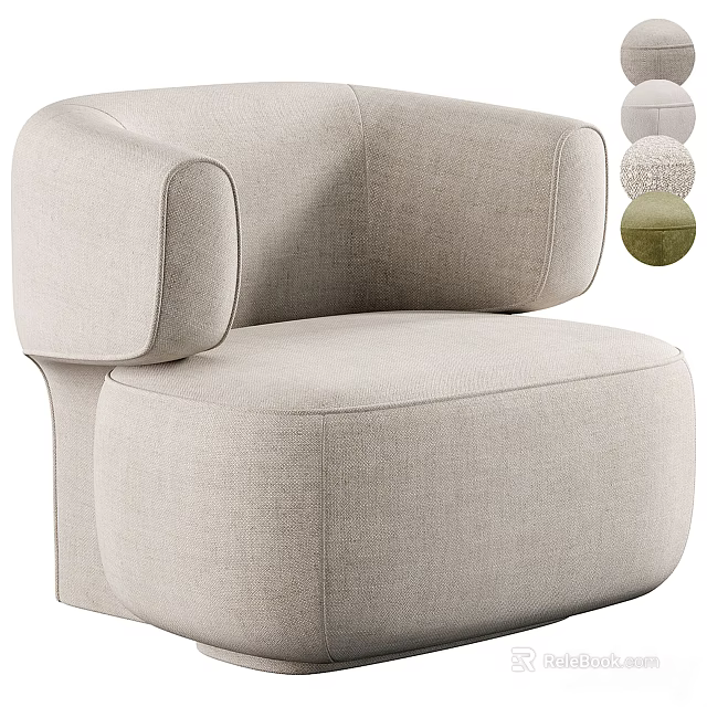 Modern Beige Upholstered Accent Chair With Rounded Arms And Multiple Color Options 3d model 