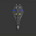 Futuristic Interstellar Spaceship With Advanced Modular Structure And Blue Yellow Accents