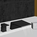 Modern Bathroom Faucet With Water Flow Design And Marble Decor On White Countertop